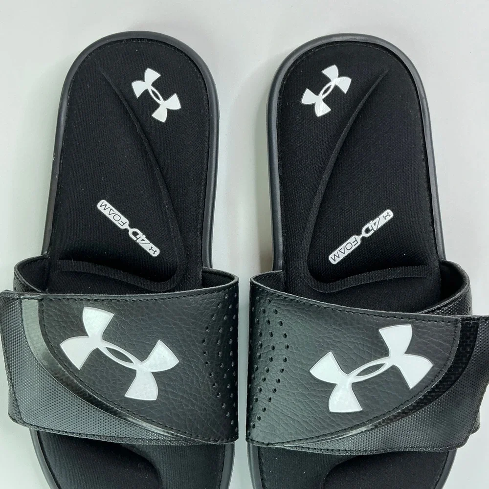 Under Armour Black Ignite VI Slide Sandals Kids Size 6Y 4D Foam 3022728-001
